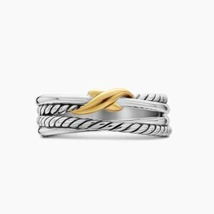David Yurman Silver and Gold Twisted Rope Rings